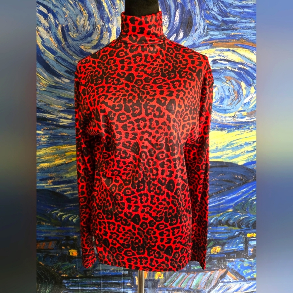 Red And Black Cheetah Print 2xl Turtleneck